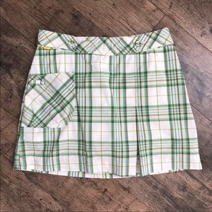 LOLË Green and Yellow plaid Athletic Skort